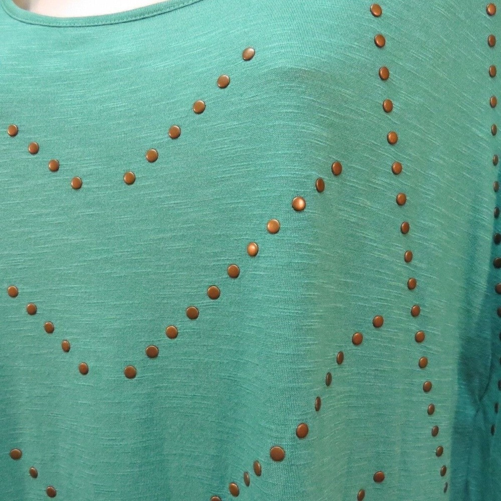 Bit & Bridle Women Teal Studded Chevron Poncho Top Oversized Boho Casual Large